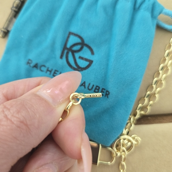 Rachel Glauber 14k Gold Plated Locket Charm Necklace. New no tags.Stylish 14k - Picture 6 of 8